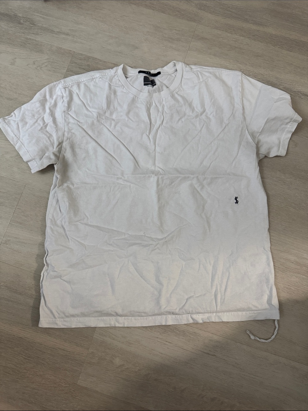 Ksubi White Short Sleeve Tee with Small Embroidered Logo and Rat Tail